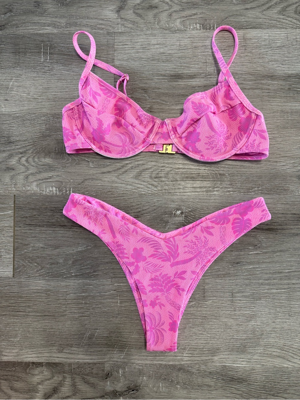Kulani Kinis Pink Floral Underwire Bikini Set